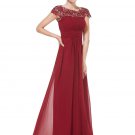Embellished Open Back Maroon Lace Chiffon Evening Gown RM450