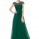 Embellished Open Back Green Lace Chiffon Evening Gown RM450