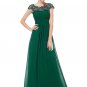 Embellished Open Back Green Lace Chiffon Evening Gown RM450