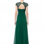 Embellished Open Back Green Lace Chiffon Evening Gown RM450