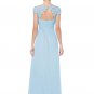 Embellished Open Back Light Blue Lace Chiffon Evening Gown RM450