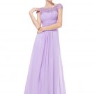 Embellished Open Back Violet Lace Chiffon Evening Gown RM450