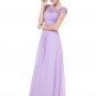 Embellished Open Back Violet Lace Chiffon Evening Gown RM450