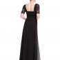 Empire Waisted Black Lace Chiffon Maxi Dress with Open Back RM452