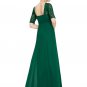 Empire Waisted Emerald Green Lace Chiffon Maxi Dress with Open Back RM452