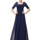 Empire Waisted Navy Lace Chiffon Maxi Dress with Open Back RM452