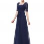 Empire Waisted Navy Lace Chiffon Maxi Dress with Open Back RM452