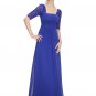 Empire Waisted Sapphire Blue Lace Chiffon Maxi Dress with Open Back RM452