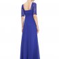 Empire Waisted Sapphire Blue Lace Chiffon Maxi Dress with Open Back RM452