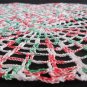 #157 Two (2) Hand Made Crocheted Multi Red, White, Green Doilies - 12.5" Square