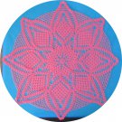 #175 Hand Made Crocheted Dark Pink Pinapple Doily - 21" Round