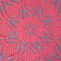 #175 Hand Made Crocheted Dark Pink Pinapple Doily - 21" Round