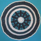 #194 Hand Made Crocheted Navy Blue & White Doily - 13" Round