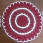 #219 Three (3) Hand Made Crochet White & Maroon Doilies - 14", 9", 9" Round