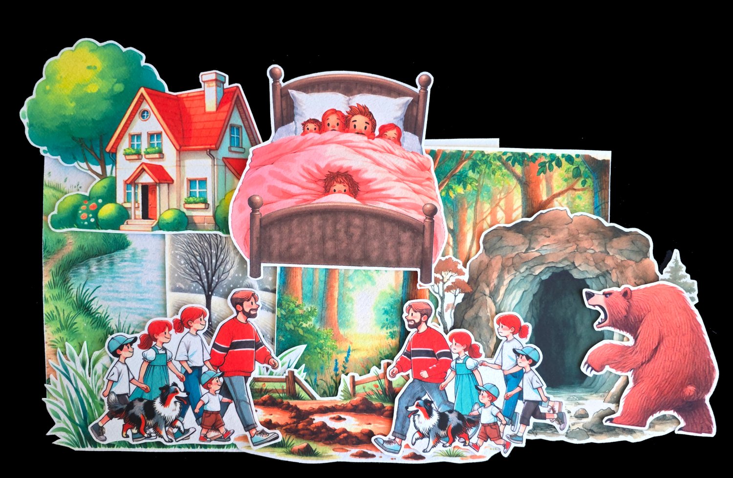 We're Going on a Bear Hunt 11-pc Flannel Felt Story