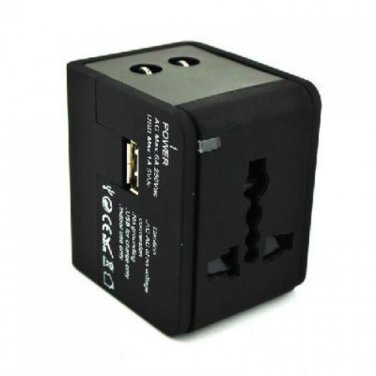 All In One US UK AU EU Universal Travel Adapter AC Power Plug with USB Port