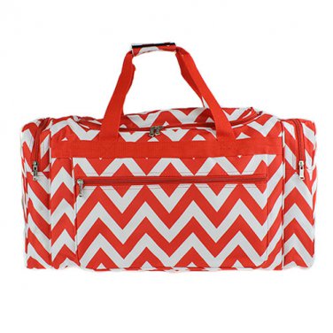 RED AND WHITE 22 IN CHEVRON DUFFLE (DSI1178)