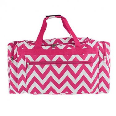 PINK AND WHITE 22 IN CHEVRON DUFFLE (DSI1175)