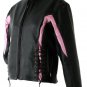 Ladies's Black Solid leather Motorcycle Jacket (Small)