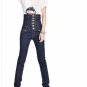 Blue Vintage High-Waist Zipped Slim Jeans
