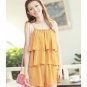 Strap Off-Shoulder Dotted Casual Yellow Pleated Twin Short