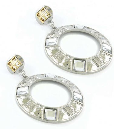 Crystal Metal Round Earrings