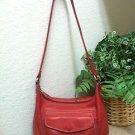 Fossil Red Genuine Soft Pebble Leather Shoulder Purse Handbag Bag