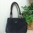Echo Gray/Grey Velveteen w/Black Genuine Leather Satchel Bag Handbag