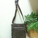 Coldwater Creek Green Suede w/Brown Leather Trim Crossbody Shoulder Bag Handbag