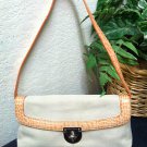 Antonio Melani Canvas w/Orange Leather Trim Baguette Shoulder Purse Handbag