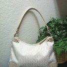 Giani Bernini Ivory Jacquard w/Faux Leather Trim Satchel Shoulder Purse Handbag