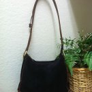 Aurielle Black Brown Suede Shoulder Bag Handbag w/Attached Organizer inside