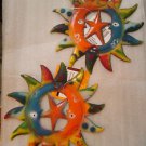 Qty 2 Decorative Sun With Star Wall Accent All Metal Construction Apox 8"