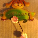 Welcome sign with Dog with Big Ears placeby front door all metal construction