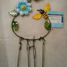 Crimson Tree Bee and Flower Decorative Wind Chimes All Metal Construction