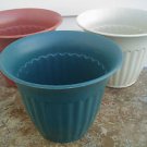 Medium  Round Flower Pots  Planter Qty 3  7 1/2" in size  Red, Green and White