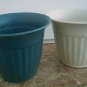 Medium  Round Flower Pot  Planter Qty 2  7 1/2" in size  Green & White  pictured