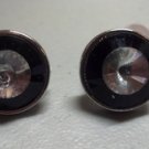 Ladies Large Round Glass Ring With Black And Clear Center