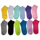12 Pairs Of Sockbin Womens Solid Colors Cotton Blend Summer Ankle Socks