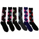 6 Pairs of Women's Argyle Knee High Socks, Sock Size 9-11 [Apparel]