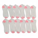 ""12 Pairs Of excell Women's No Show Ankle Socks, Pink Toes, Cotton""