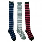 3 Pairs of excell women's over the knee thigh high striped socks 6011-3