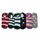 6 Pairs Of excell Woman's Fuzzy Slipper Socks With Gripper Bottom