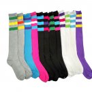 12 Pairs Of Sockbin Womens Old School Ribbed Referee Neon Color Knee High Tube S