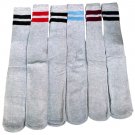 ""6 Pairs of excell Women's Striped Cotton Tube Socks, Referee, Gray Stripes,"