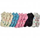 ""12 Pairs Of Sockbin Women's Peace Sign Ankle Socks, Cotton Blend #SC409""
