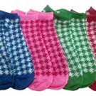 12 Pairs of excell Women's Ankle Socks, Houndstooth, Cotton, Sock Size 9-11