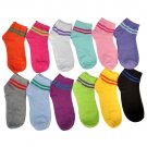 12 Pairs Of Sockbin Womens Bright Colors With Stripes Cotton Blend Ankle Sock
