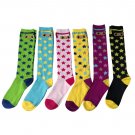 6 Pairs Of Womens Sockbin Super Star Printed Knee High Socks