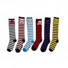 6 Pairs Of Womens Skeleton Rainbow Stripe Fashion Knee Highs # 524KL009